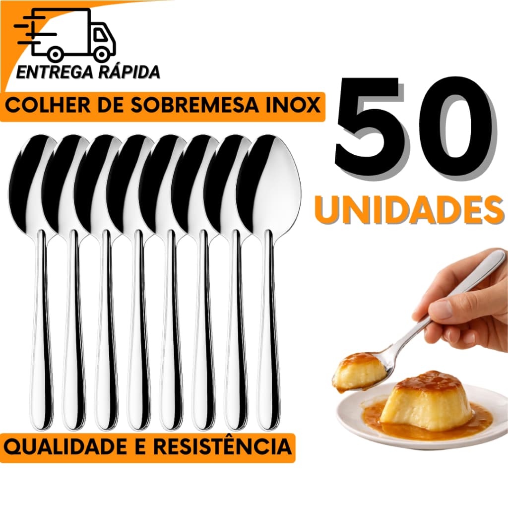 Jogo De Talheres Inox Reforçado De Colher de Sobremesa Peças Ideal Para Casa Restaurante Festa