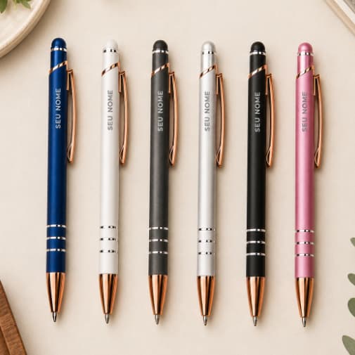 Caneta Personalizada Metal Touch Escritório Classico Com Escrita Azul - Toque Suave, Elegante
