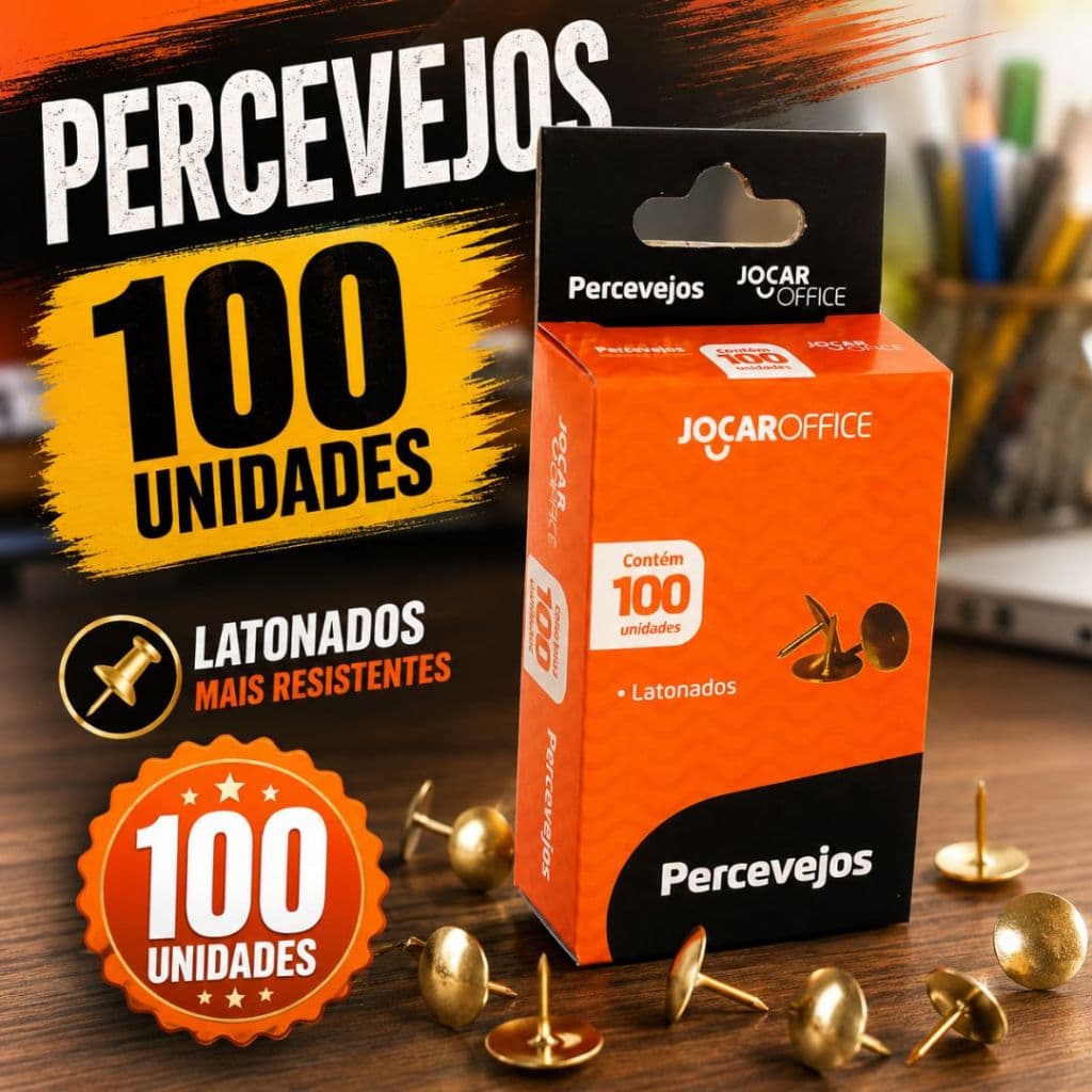 Percevejos Dourados Latonados 100 Unidades Jocar Office