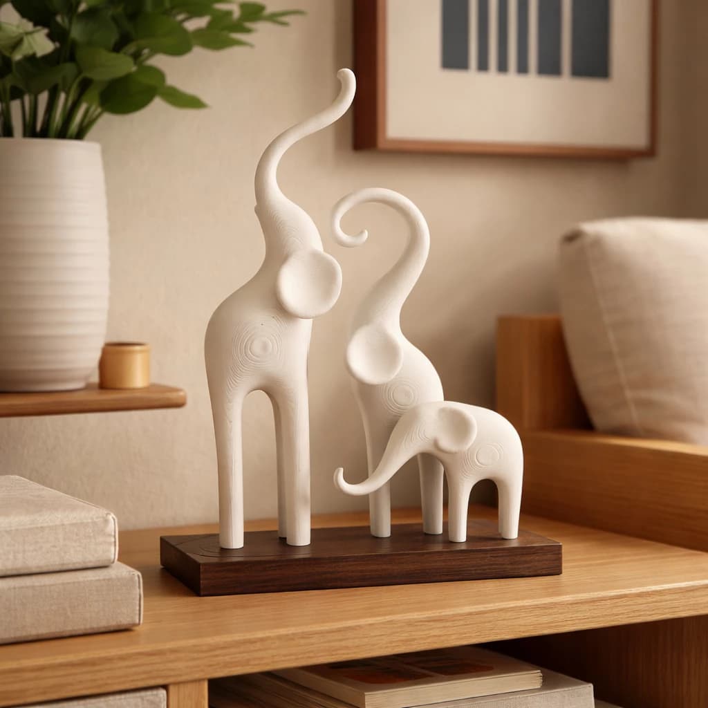 Escultura Decorativa Minimalista Família de Elefantes Design Moderno para sua Casa, sala, escritório