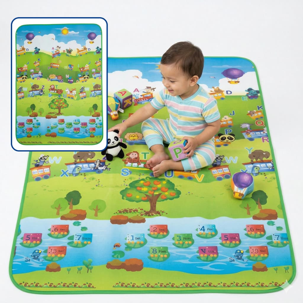 Tapete Infantil Tatame Dupla Face Dinossauro Letras Crianças