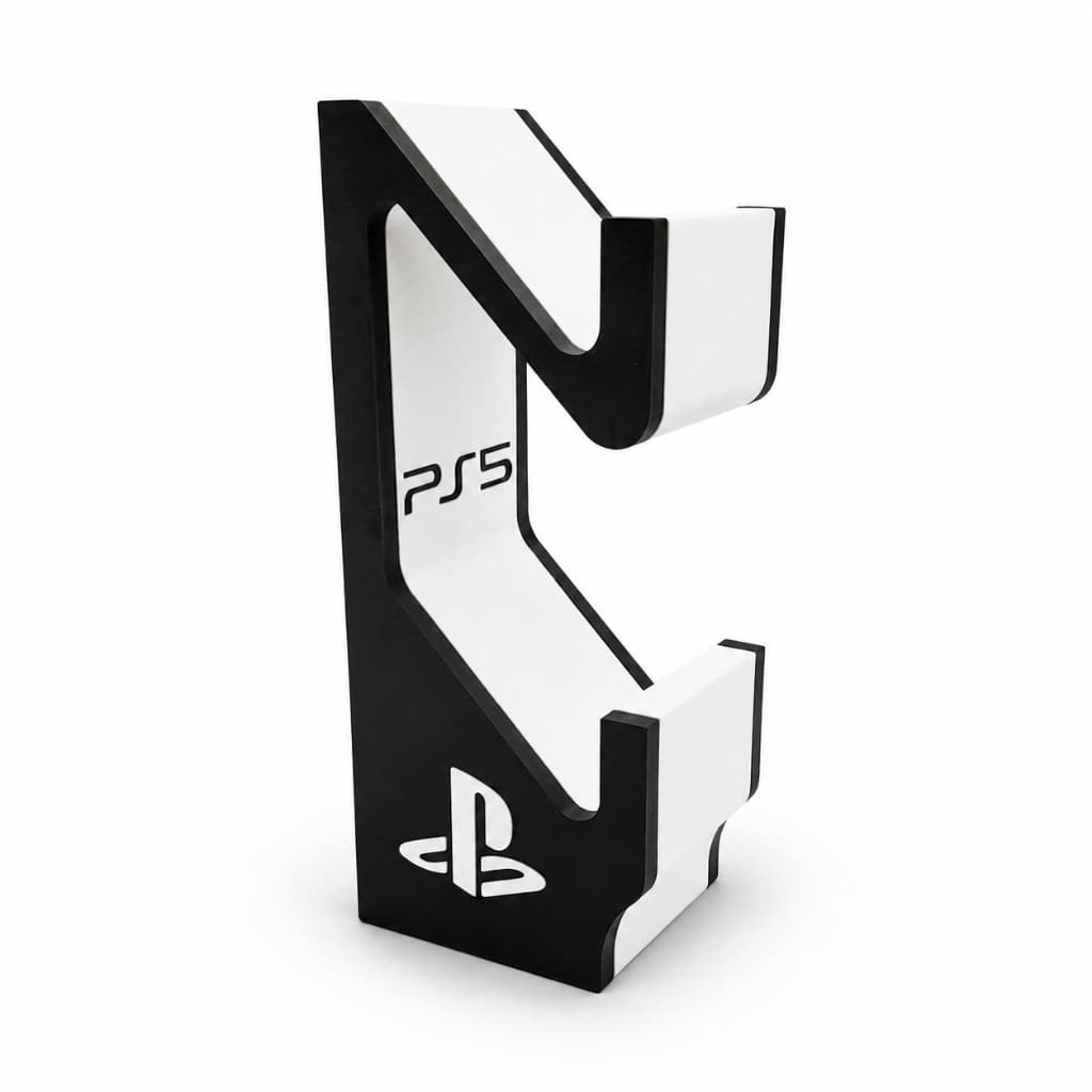 Suporte de Controle Duplo Ps5 Pequeno Organização Setup Gamer Personalizado Preto Branco