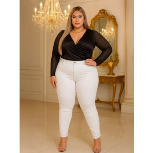 Calça Jeans  Feminina Skiny Branca Plus Size do 38 ao 56