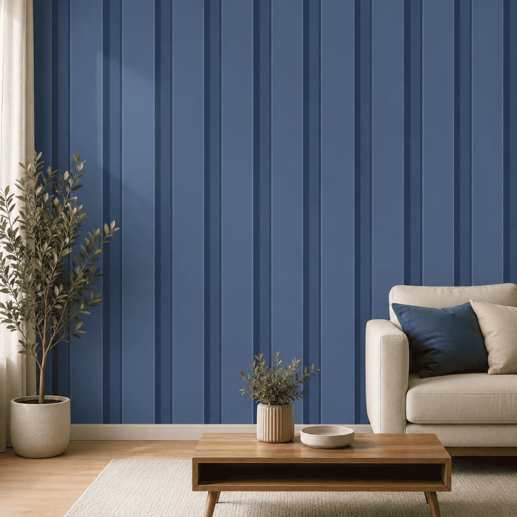 PAPEL DE PAREDE RIPADO AZUL ESCURO ADESIVO IMPERMEAVEL