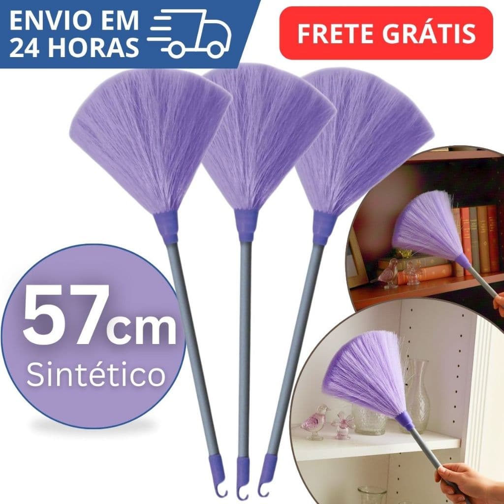 Espanador Pó Fibra 57 Cm Limpa Poeira Grande Mix 3
