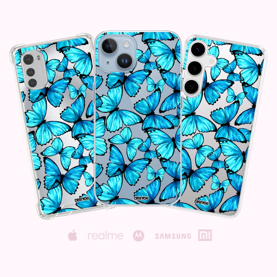 Capinha Celular Personalizada Borboletas Azuis