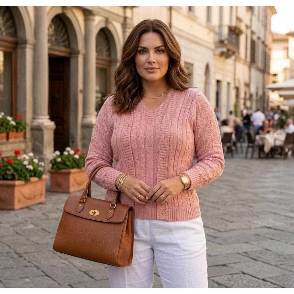 Conjunto Feminino De Tricot Casaco e T-Shirt Elegante e Sofisticado Tecido Premium  Outono Inverno