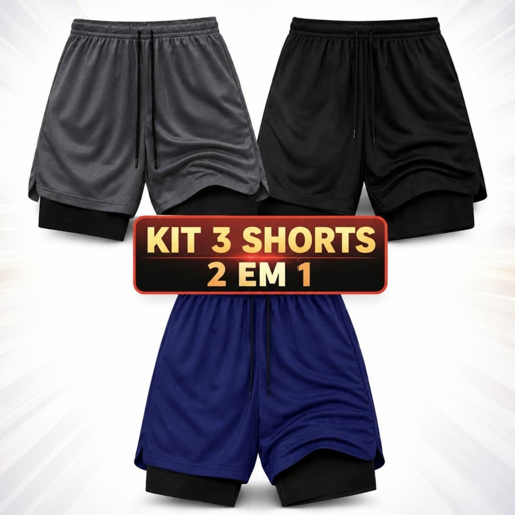 3 Bermuda Shorts Masculino Academia Treino Dry Fit Premium