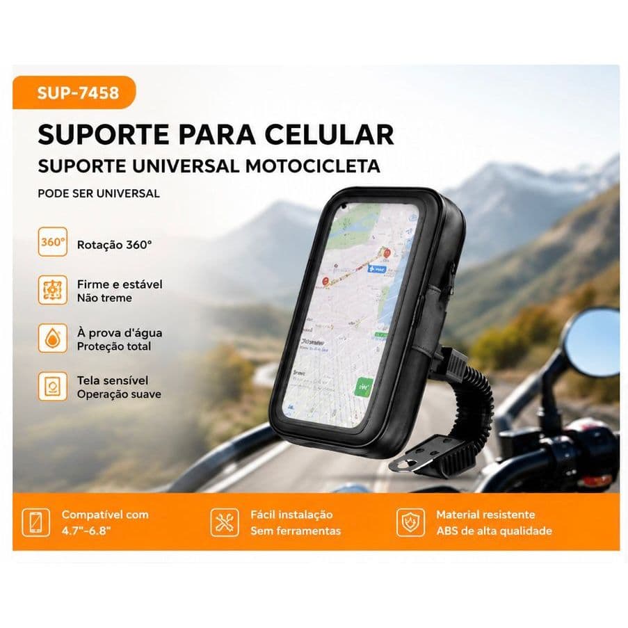 Suporte Bolsa Case Capa Celular Moto Retrovisor Prova D'água E 6.5" ONE-X