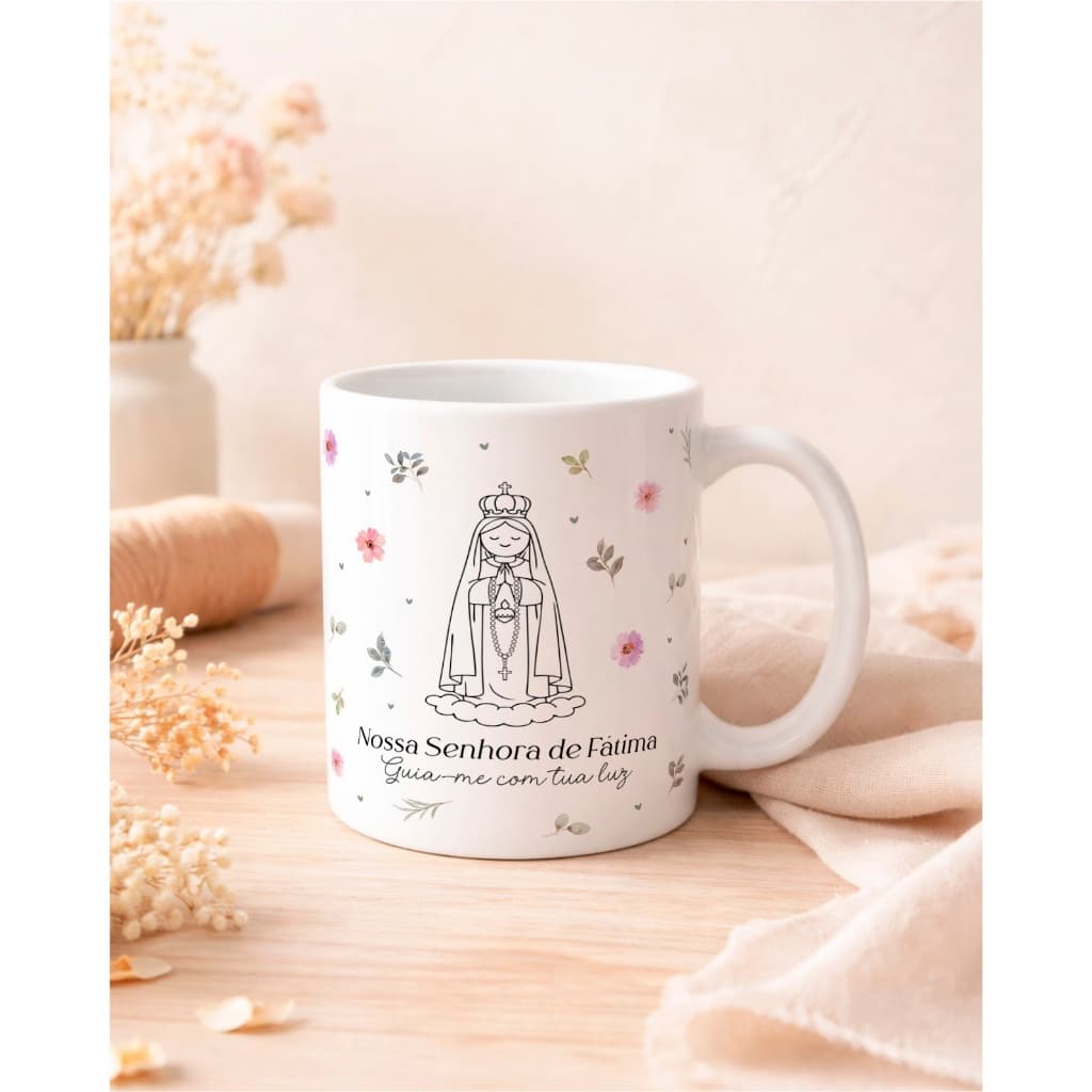 Caneca Xícara Santinhos Minimalista Católica Nossa Senhora de Fatima Santa Rita Personalizadas OFERTA RELÂMPAGO!