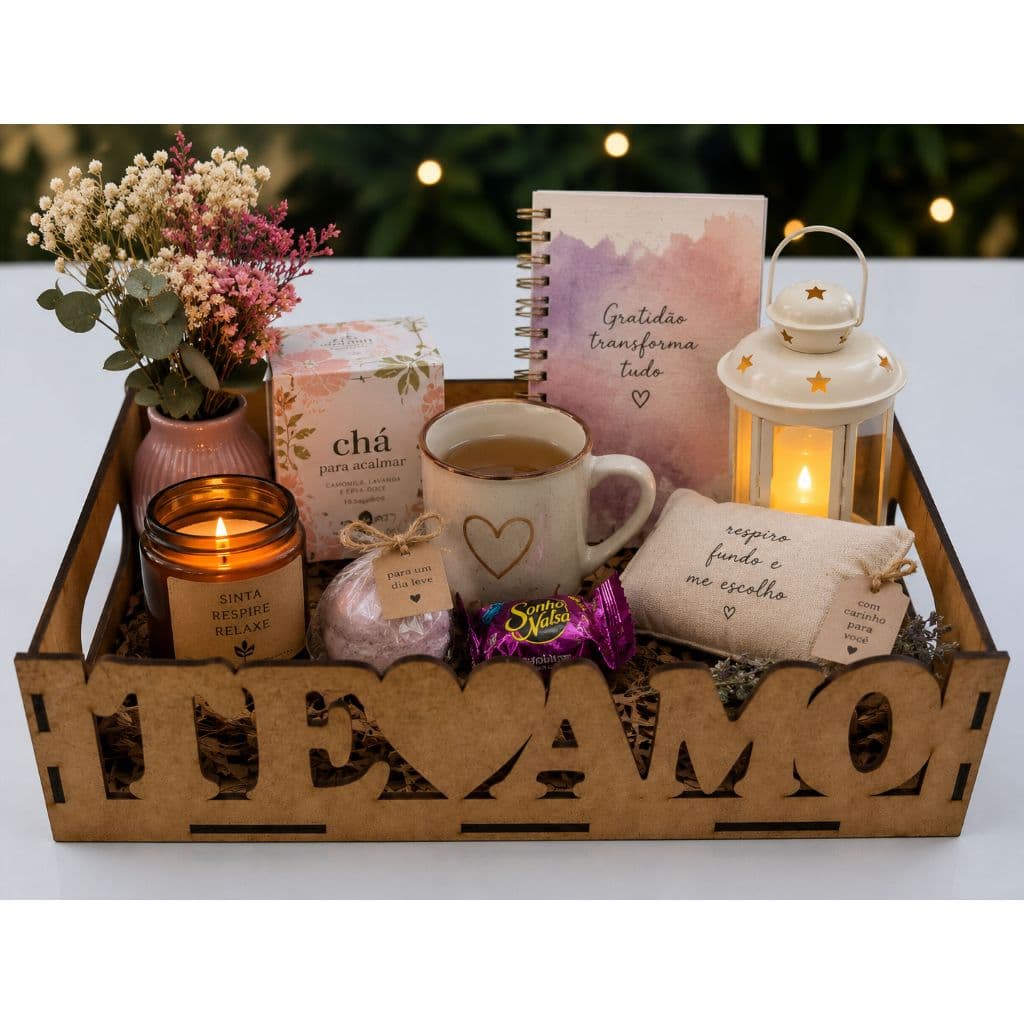 Bandeja MDF 20x30 Te Amo Decorativa para Cesta Dia dos Namorados, Café da Manhã e Presente Romântico