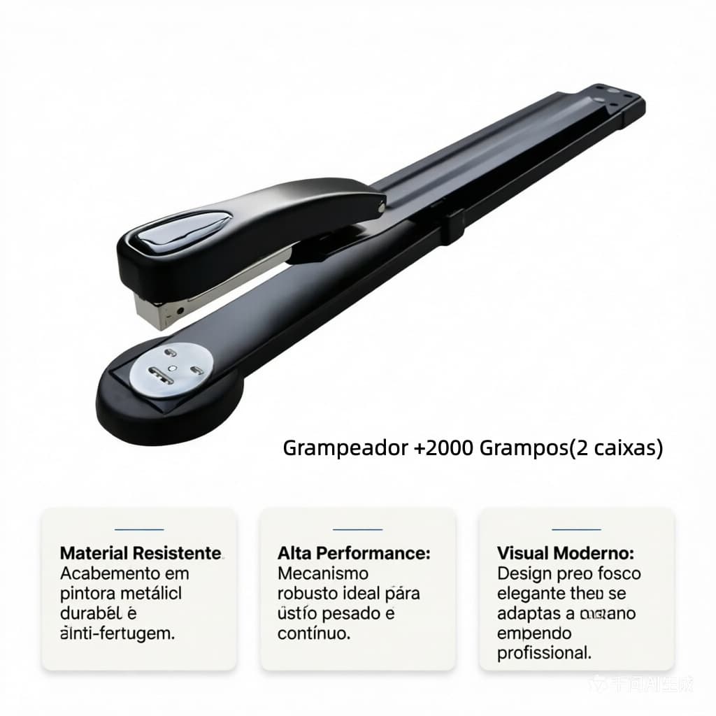 Grampeador Longo Alcance Metal Epóxi A3 + Bônus 2000 Grampos