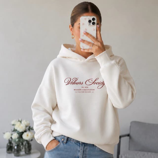 Blusa Moletom canguru com capuz, casual Velours Society tendência inverno