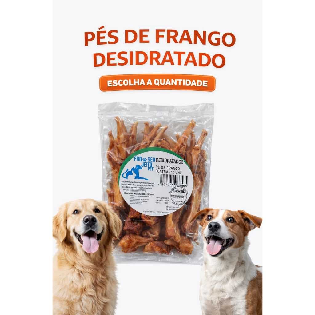 Pé de Galinha Desidratado Petisco Natural Para Cachorro 100% Saudável Crocante