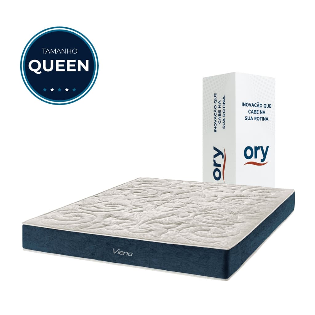 Colchão Queen Espuma Ortopédico D33 a Vácuo Conforto Firme Tecido Jacquard Lateral Suede Ory Viena