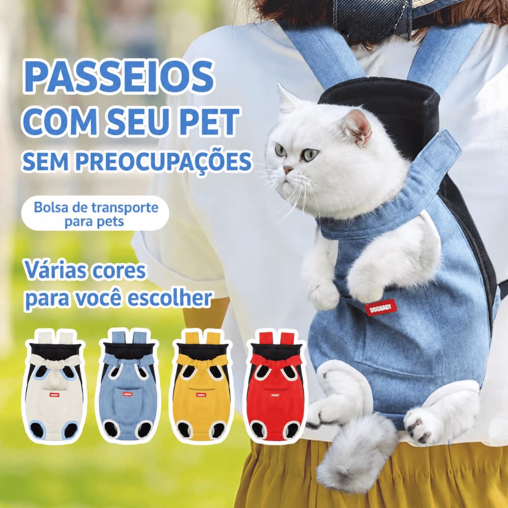 Mochila Canguru Para Pets Cães e Gatos Porte Pequeno Com Alças E Visão Panorâmica BL-913
