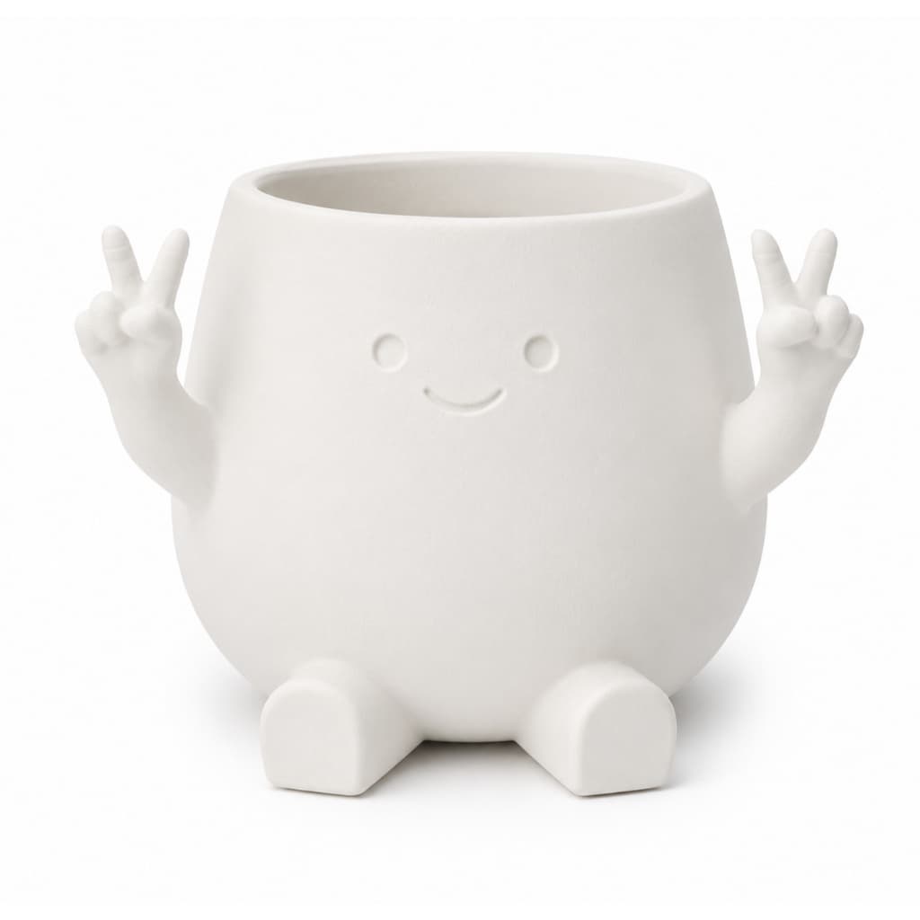 Vaso Cachepot Decorativo Cute com Mãos Paz e Amor Mesa Escritório e Sala