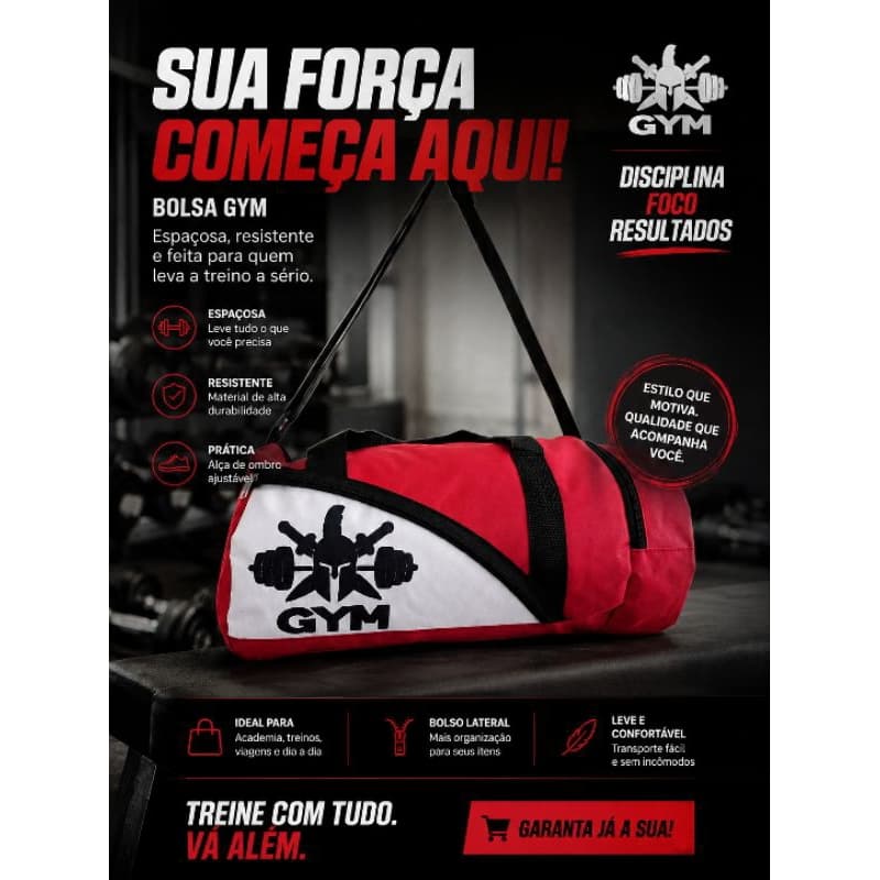 Bolsa Mala tamanho G  Academia Esportiva Spartan – Treino, Crossfit, Jiu Jitsu e Viagem (Reforçada)