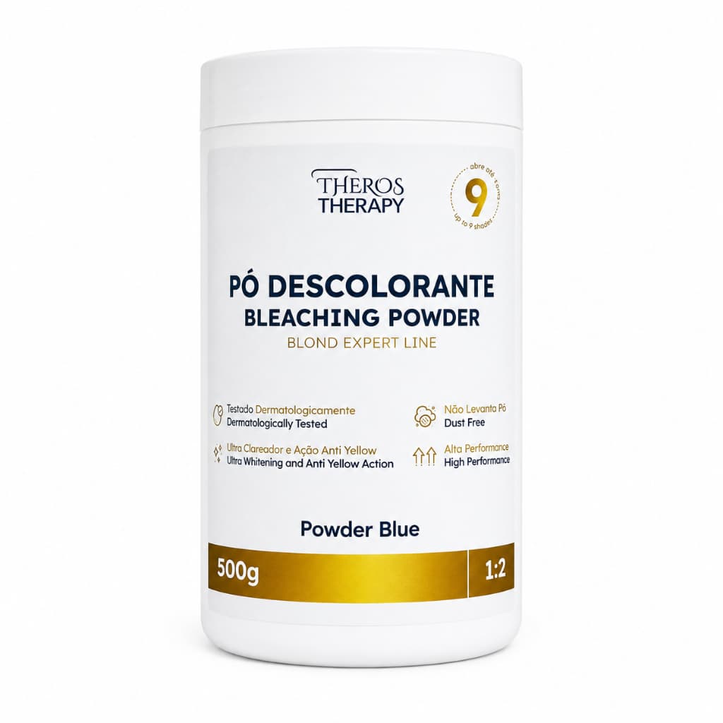 Pó Descolorante Clareador ultra rápido Theros therapy Dust Free Ação Anti Yellow - cor azul