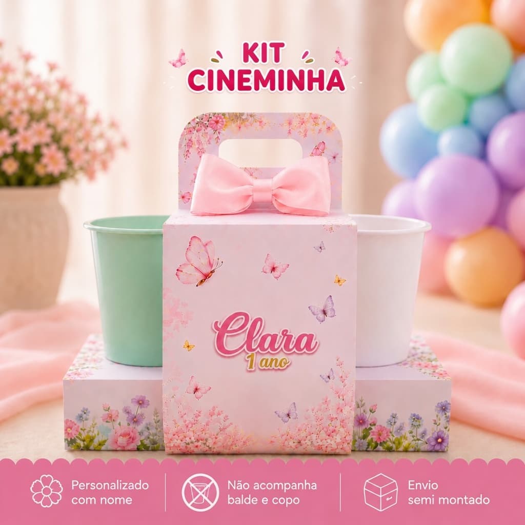 Caixa cineminha- Kit cineminha personalizada- Jardim das borboletas- Jardim Passarinhos- TODOS OS TEMAS- SOMENTE A CAIXA