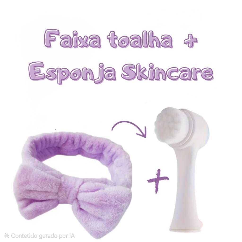 KIT SKINCARE - 1 FAIXA DE CABELO  + 1 ESPONJA FACIAL DUPLA