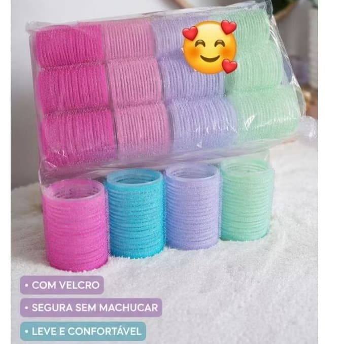 Kit Bobes com Velcro 6 Unidades | Modelador de Cachos Sem Calor | Cores Aleatórias