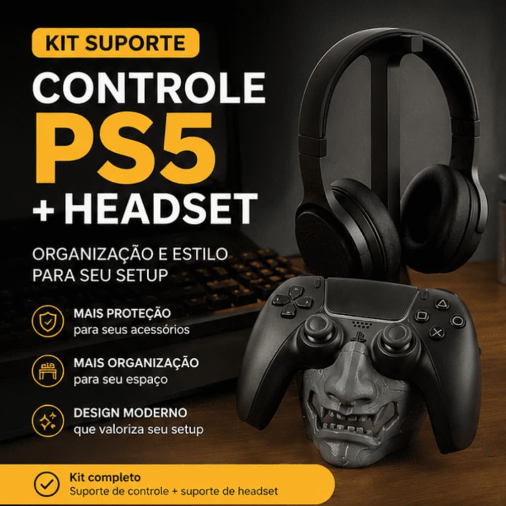 Suporte PS5 Controle e Headset Kit Gamer 2 em 1