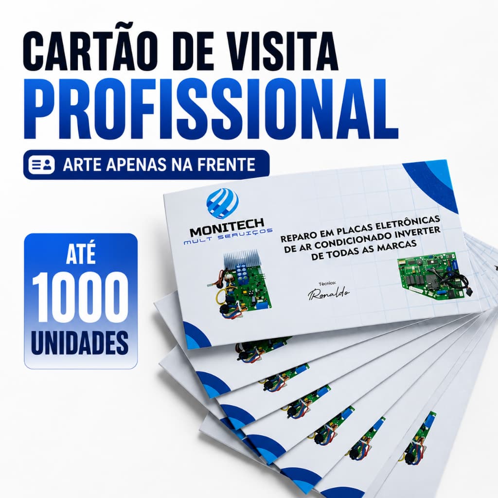 Cartão de Visita até 1000 Unidades Impressão Frente Verniz Colorido Papel Couchê 250g Criamos Arte