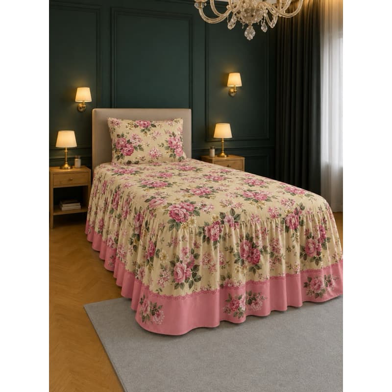 colcha babado luxo para cama de solteiro oferta*