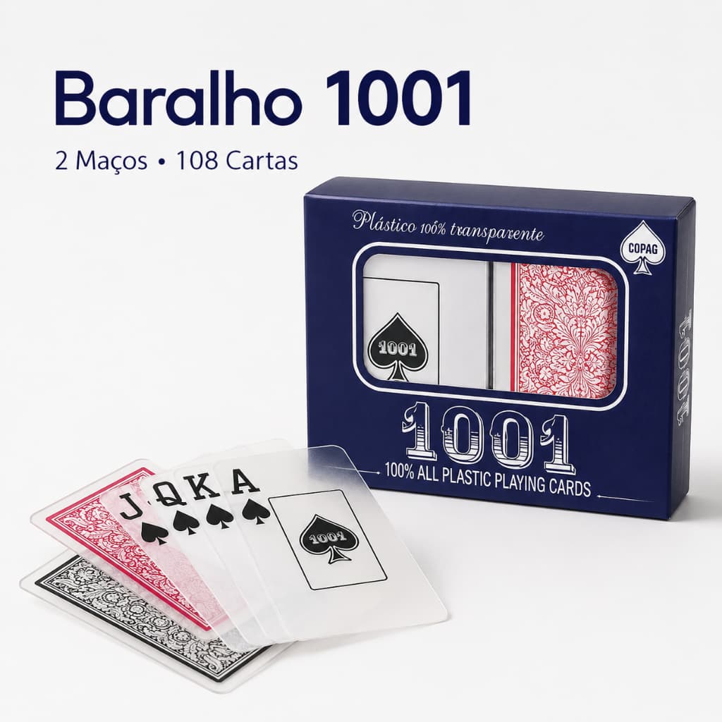 Kit 2 Baralhos 108 Cartas 1001 Copag Plástico Poker Truco Mágica Jogo de Cartas