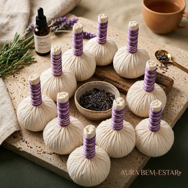 Kit 5 Pares (10 unidades) Pindas Chinesas Lavanda – Massagem Relaxante e Alívio de Estresse - Aura Bem-Estar