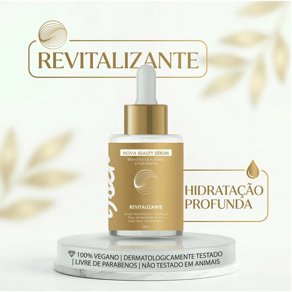 Sérum Nova Beauty - Facial 30ml com Ácido Hialurônico – Hidratação, Firmeza e Revitalização da Pele