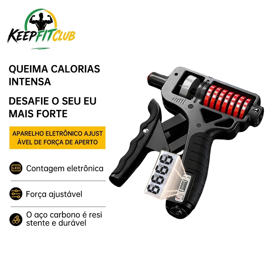Apertador de Mão Ajustável 5-165KG com Contador Mecânico, Treinador de Preensão com Mola de Aço Reforçado