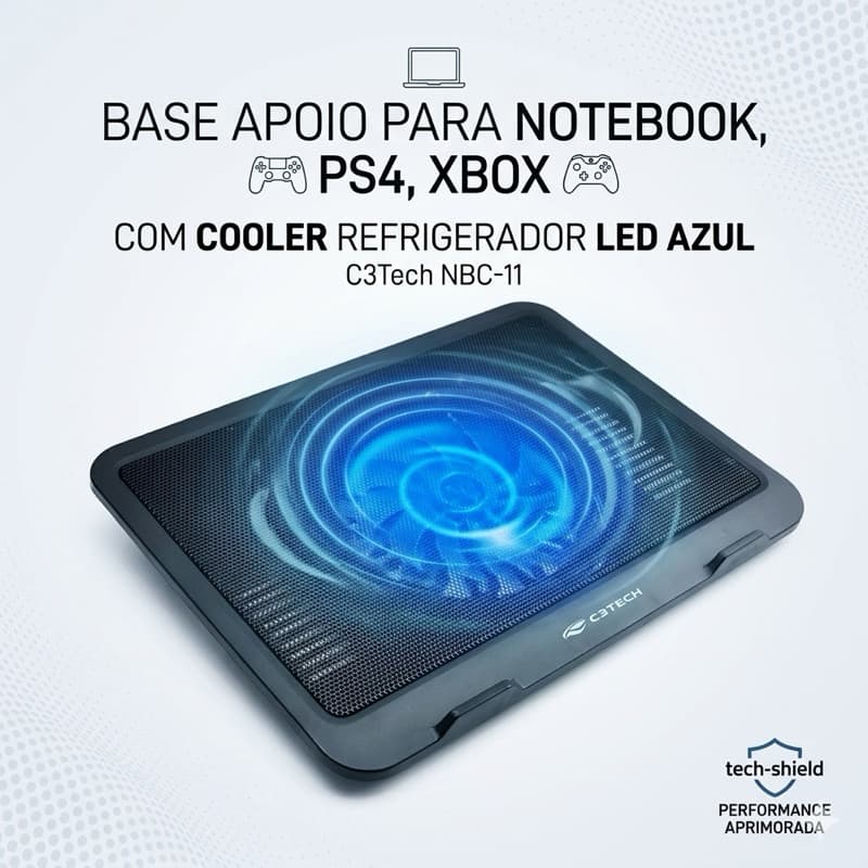 Base Apoio para Notebook PS4 Xbox com Cooler Refrigerador Led Azul C3tech NBC-11