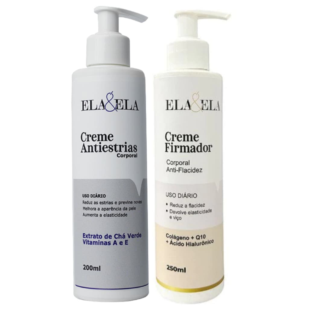 Kit Creme Anti Estrias + Creme Firmador - Mais Elasticidade, Firmeza e Sem Estrias