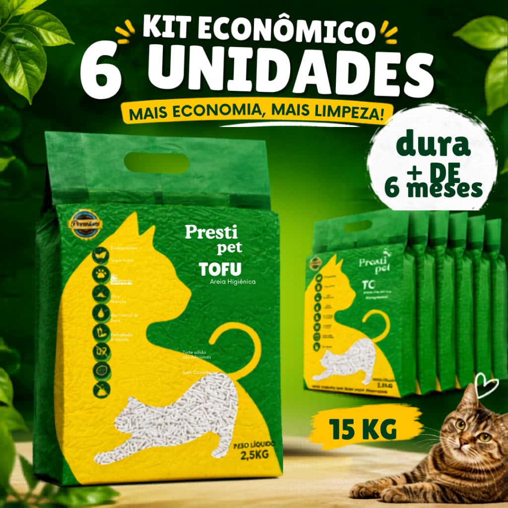 Kit 6 Areias Sanitária Premium Grãos Finos Para Gatos Limpeza Plena 15kg Envio Imediato