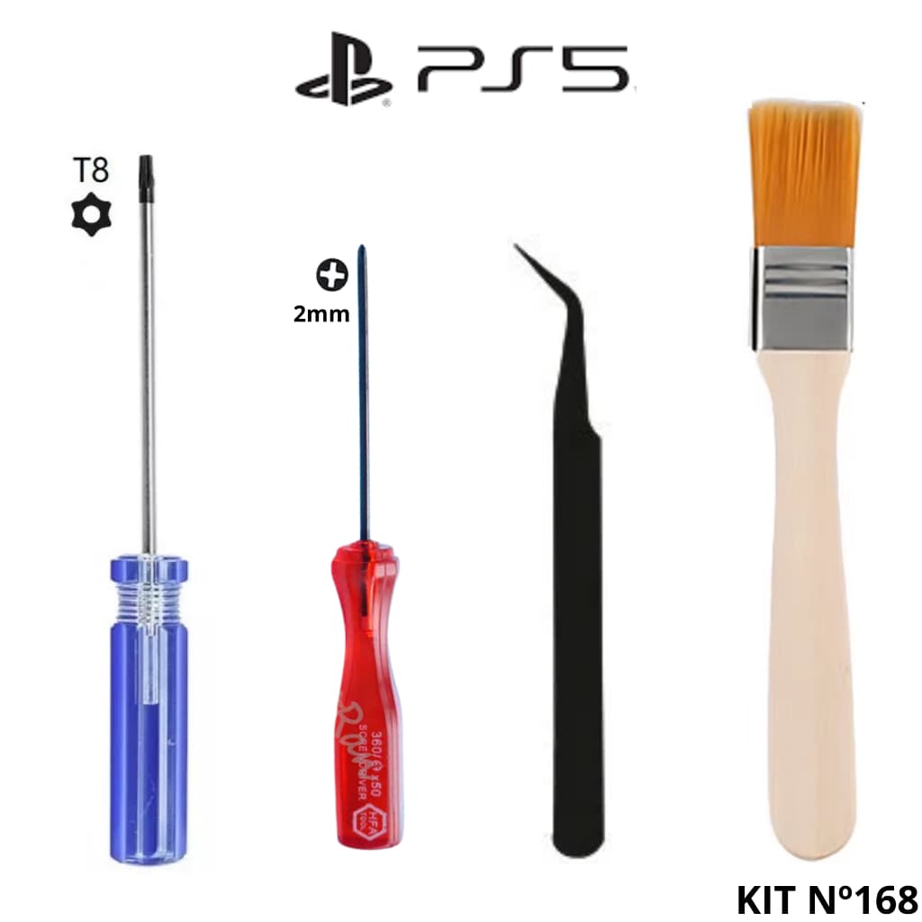 Kit Ferramentas Para Abrir Ps5: Chave Torx T8 Com Furo + Phillips 2mm + Pinça + Pincel