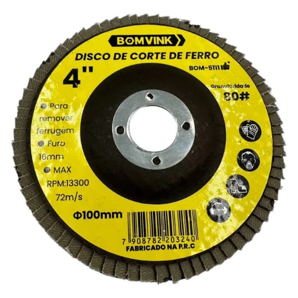 Kit com 10 Disco Flap Grão 80 Furo 16mm para Lixadeira Angular