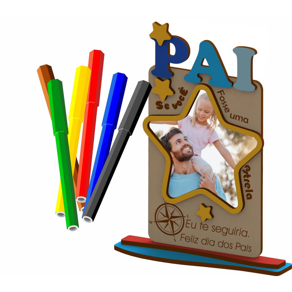 10 Lembrancinhas estrela Dia Dos Pais Para Colorir E Colar Foto ideal para escolas em MDF 3mm cru de 1º linha