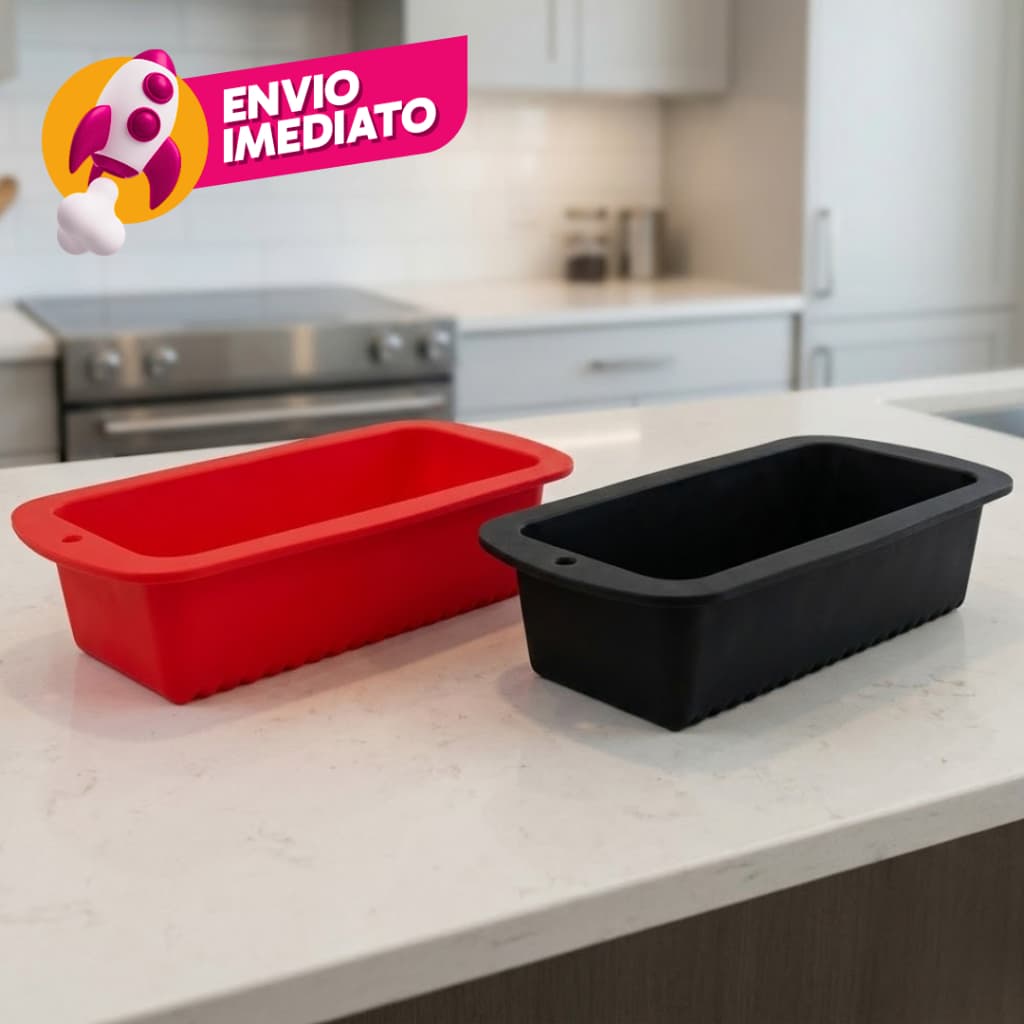Kit Forma Silicone Para Pão E Bolo Inglês Assadeira Retangular Antiaderente Cozinha Confeitaria Doce