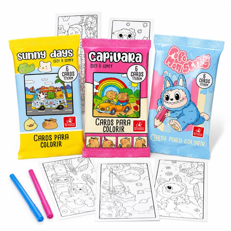 Cards Para Colorir Variados 6 Cards em cada pacote 17x9cm
