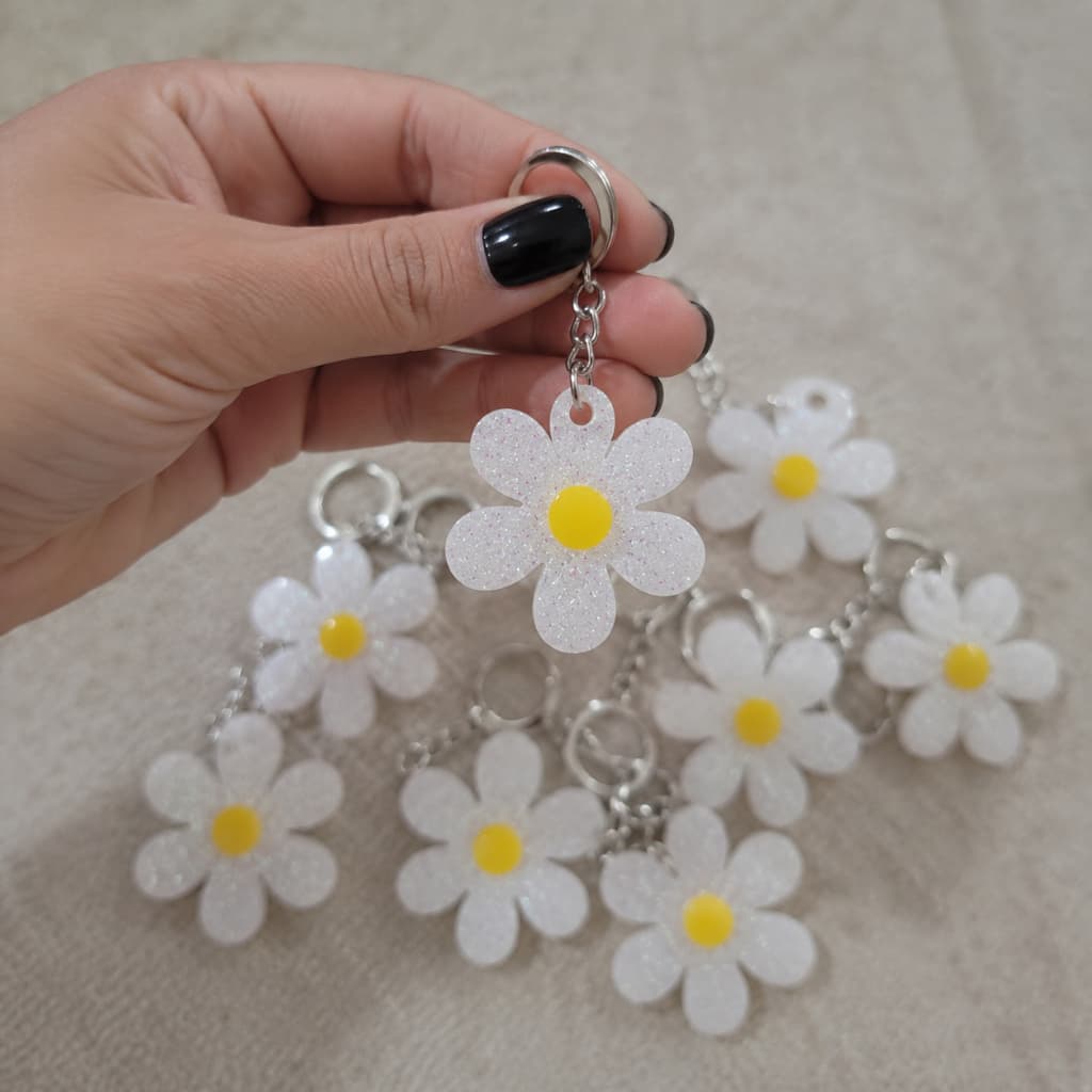 Chaveiro de Margarida com cartão personalizado