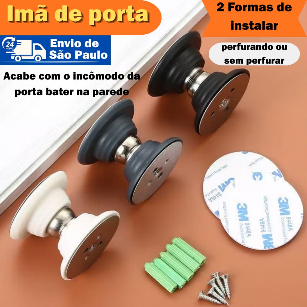 Prendedor Fixador Trava Porta inox Magnético Adesivo Inox