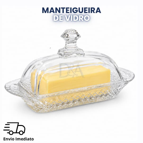 Manteigueira De Vidro Com Tampa Premium Porta Manteiga Resistente E Elegante