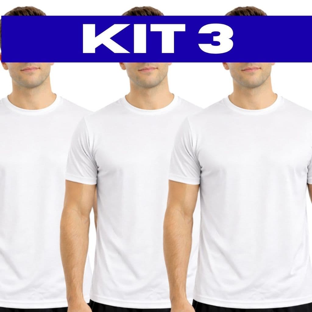 Kit 3 Camisetas Brancas Estilo Dry Fit 100% Poliéster Sublimação Básicas Uniformes Atacado