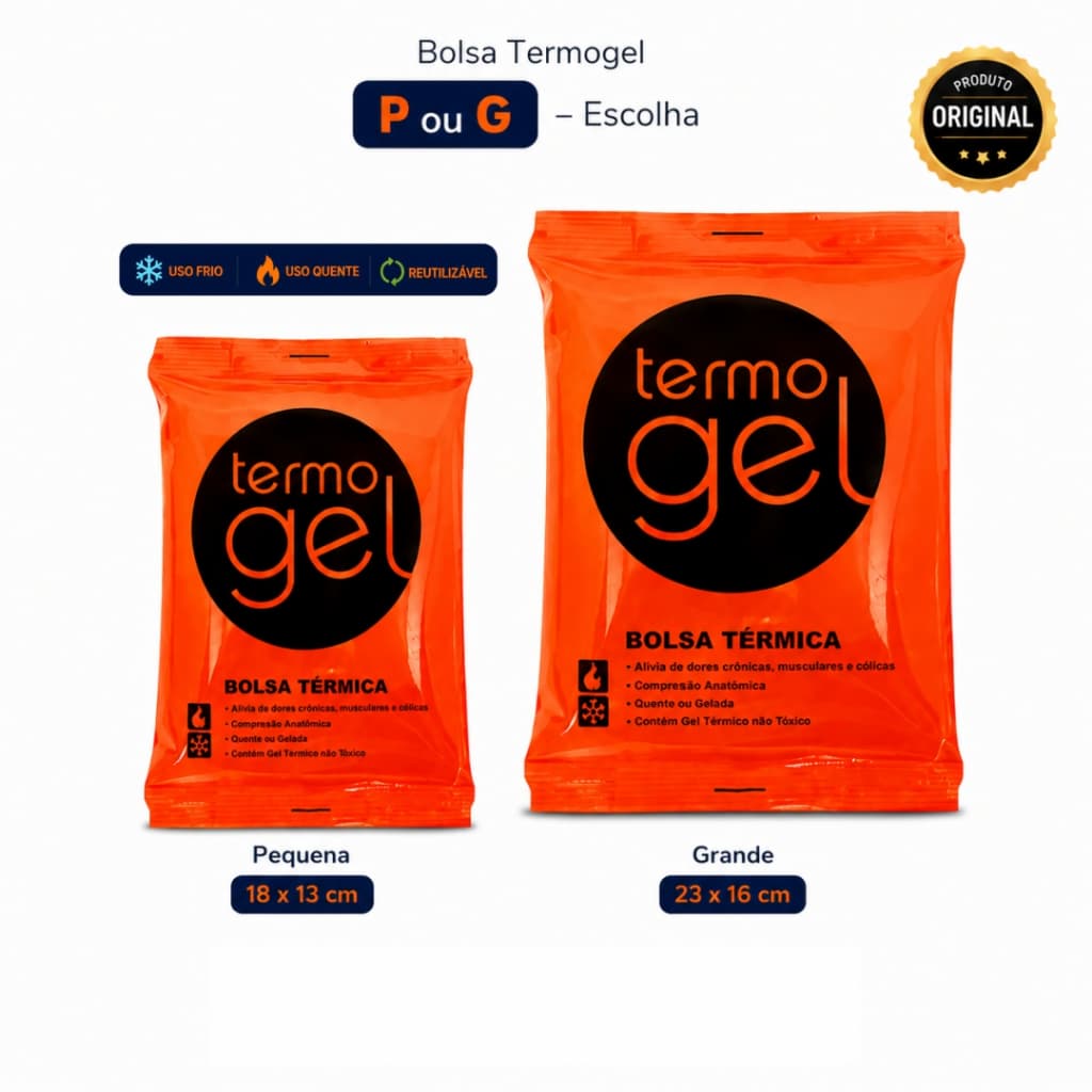 Bolsa Térmica Termogel Original Quente e Frio Reutilizável P ou G Alívio de Dor