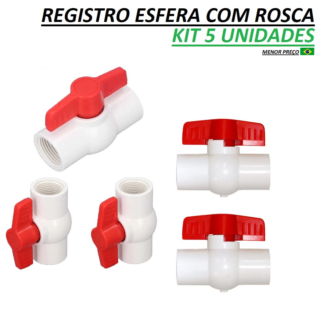 Registro Esfera de Água 20mm (1/2) Com Rosca/Sem Rosca - Oferta