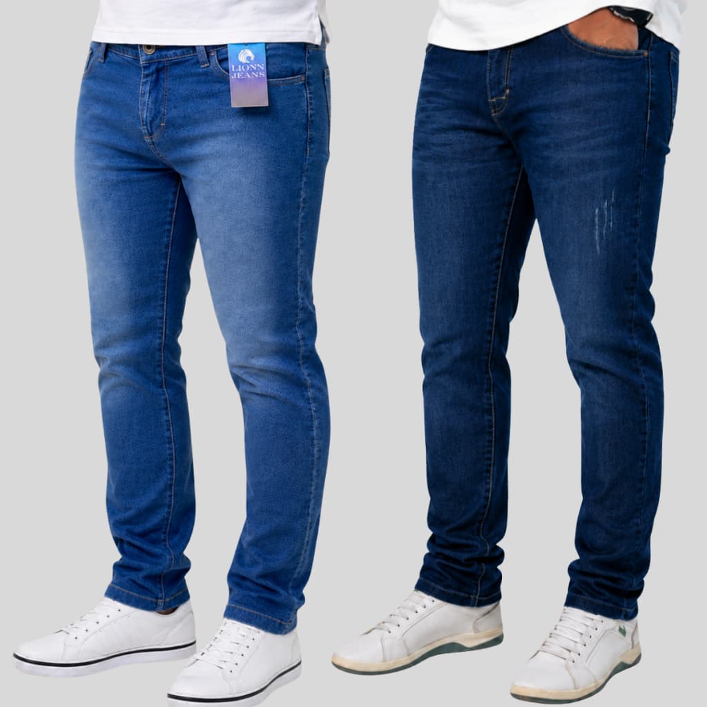 Kit 2 Calças Masculinas Jeans Com Lycra E Elastano Premium Ideal | Para O Dia A Dia - Lions Presente Pai