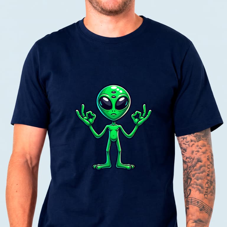Camiseta Unissex "ALIEN VIBES" 100% Algodão Confertável Camisa Casual Alta Qualidade