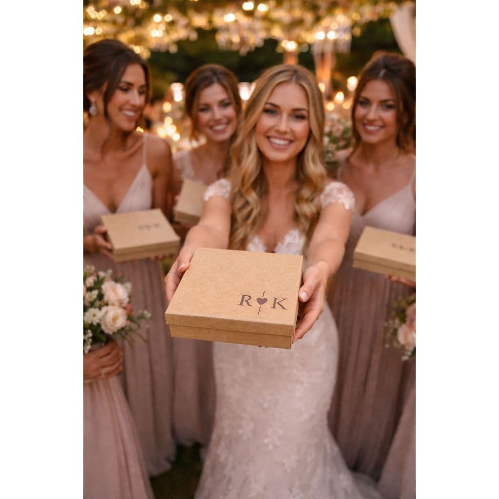caixa 15x15x5 com iniciais casamento e padrinhos com 7uidades